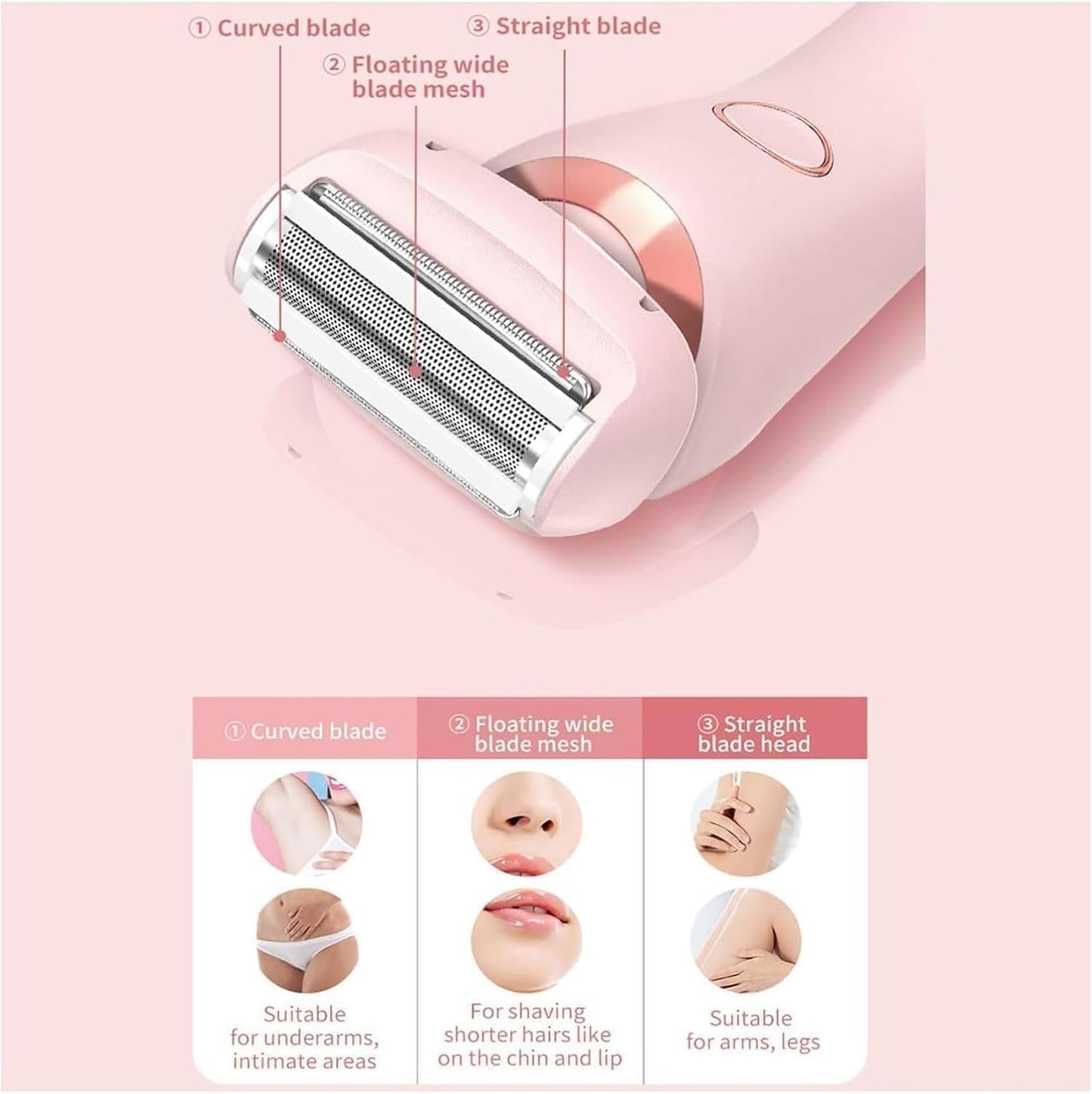 Electric Razors for Women 2 in 1 Bikini Trimmer Face Shavers Hair Removal for Underarms Legs Ladies Body Trimmer IPX7 Waterproof