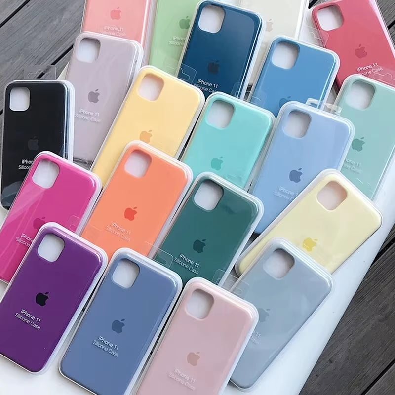 Original Liquid Silicone Phone Case for Iphone 16 15 14 11 12 13 Pro Max  Cases for Iphone 15 12 13 16 plus Full Logo Cover