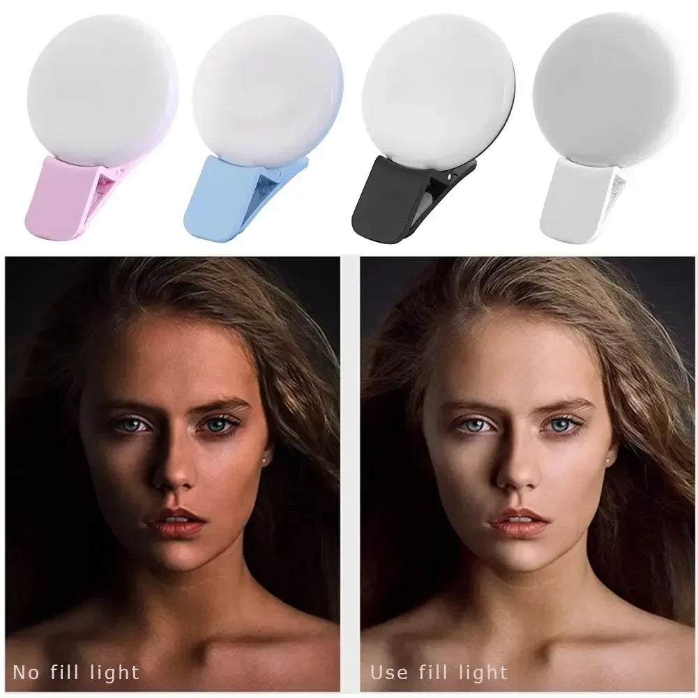 Portable Mini LED Selfie Ring Light with Dimming - Perfect Clip-On Fill Light for Stunning Photography