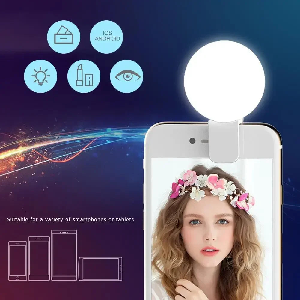 Portable Mini LED Selfie Ring Light with Dimming - Perfect Clip-On Fill Light for Stunning Photography