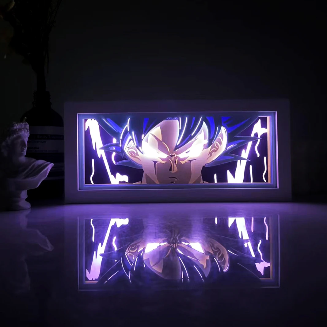 Dragon Ball Anime Series Paper-Cut Light Room Bedroom Night Light Remote Control Colorful Light Box Atmosphere Light