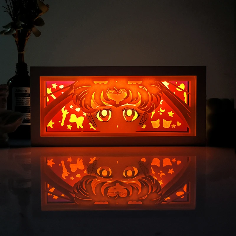 Dragon Ball Anime Series Paper-Cut Light Room Bedroom Night Light Remote Control Colorful Light Box Atmosphere Light